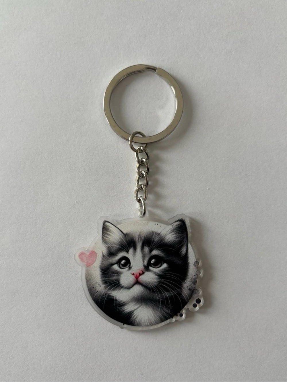 Cute Gray Kitten Keychain